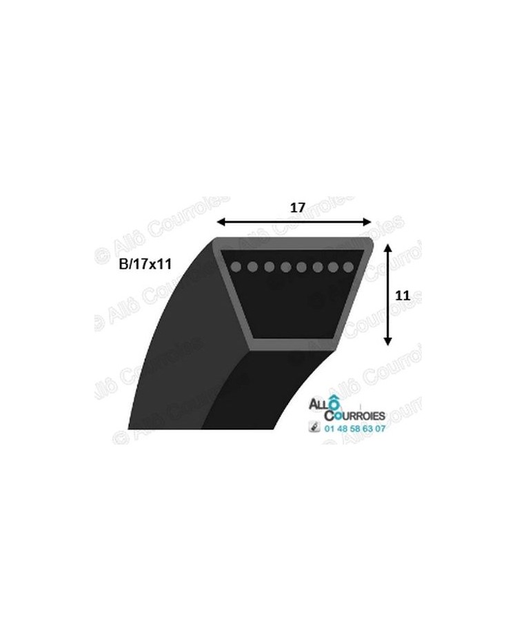 Courroie Trapézoidale Lisse B43 profil B 17x11mm - Allocourroies